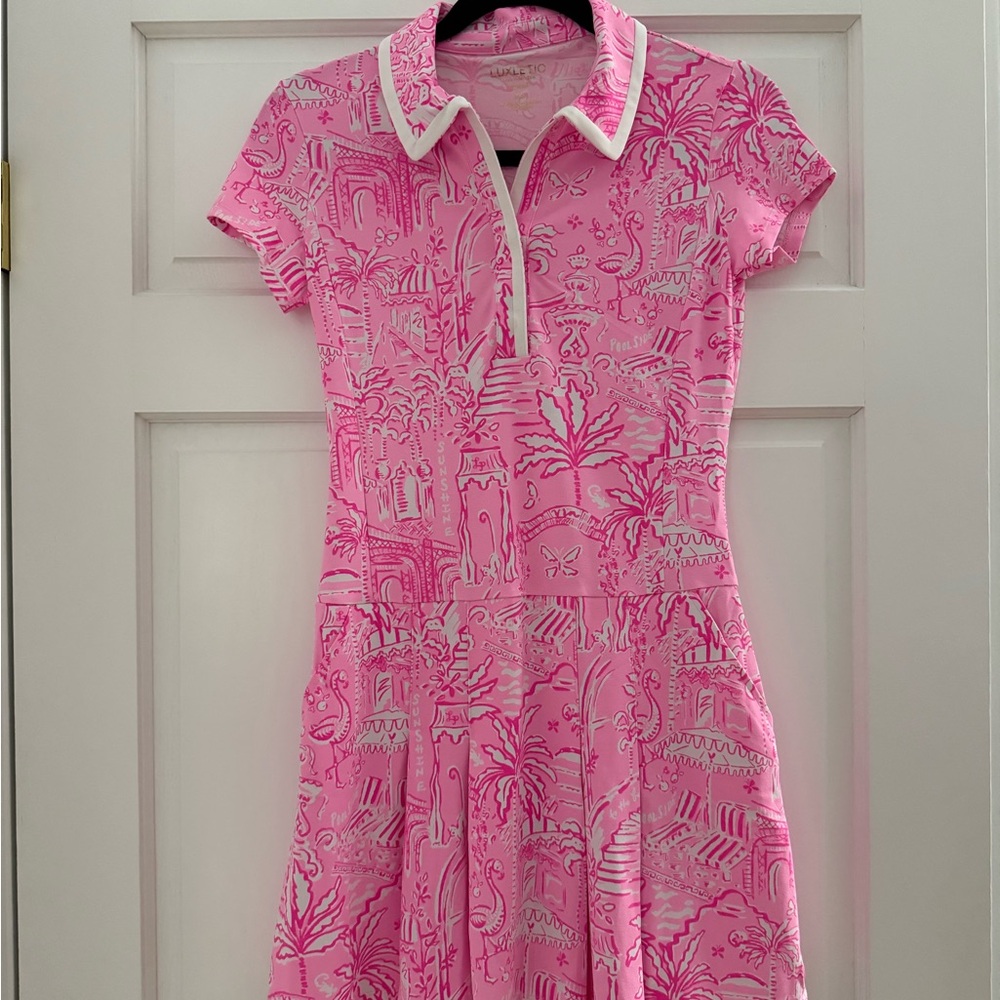 New With tags! Lilly Pulitzer Golf Dress, Pink and White, XS